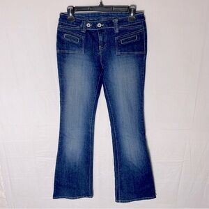 Vintage Y2K 725 Originals Med Wash Low Rise Flare Leg Jeans W No Back Pockets 26
